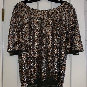 NWT! Express Sequin Party Shirt with Lower Back